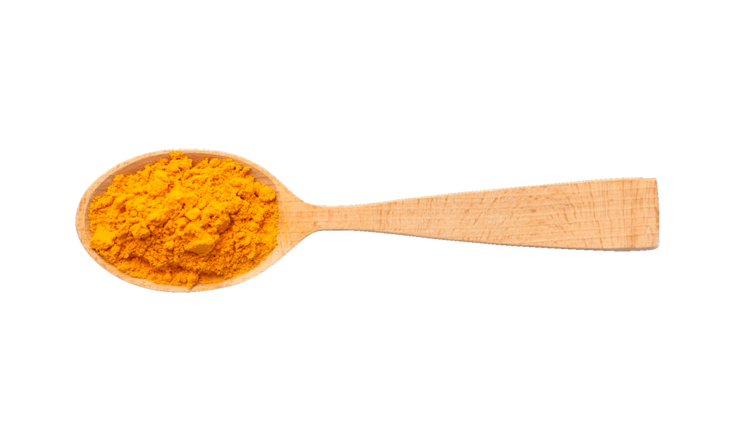 A image of Carnads powder on a small wooden spoon.